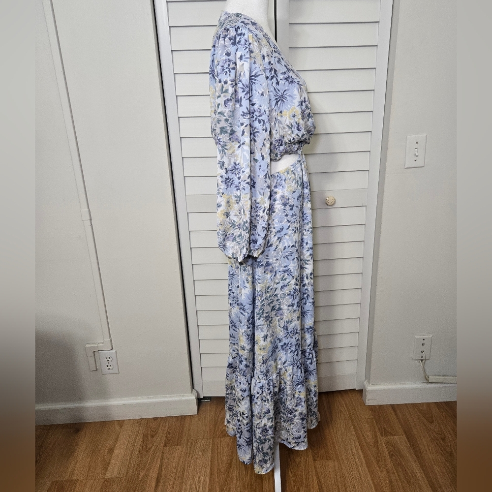 Floret Studio Blue Multi Floral Maxi Dress Size L - Picture 3 of 12